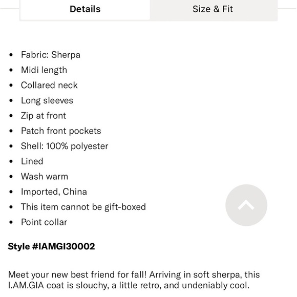 I.AM.GIA Pixie Coat Teddy Sherpa Caramel Oversized - Picture 7 of 10